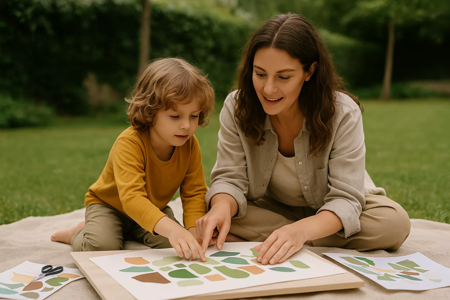 мама с ребёнком делают совместный творческий проект